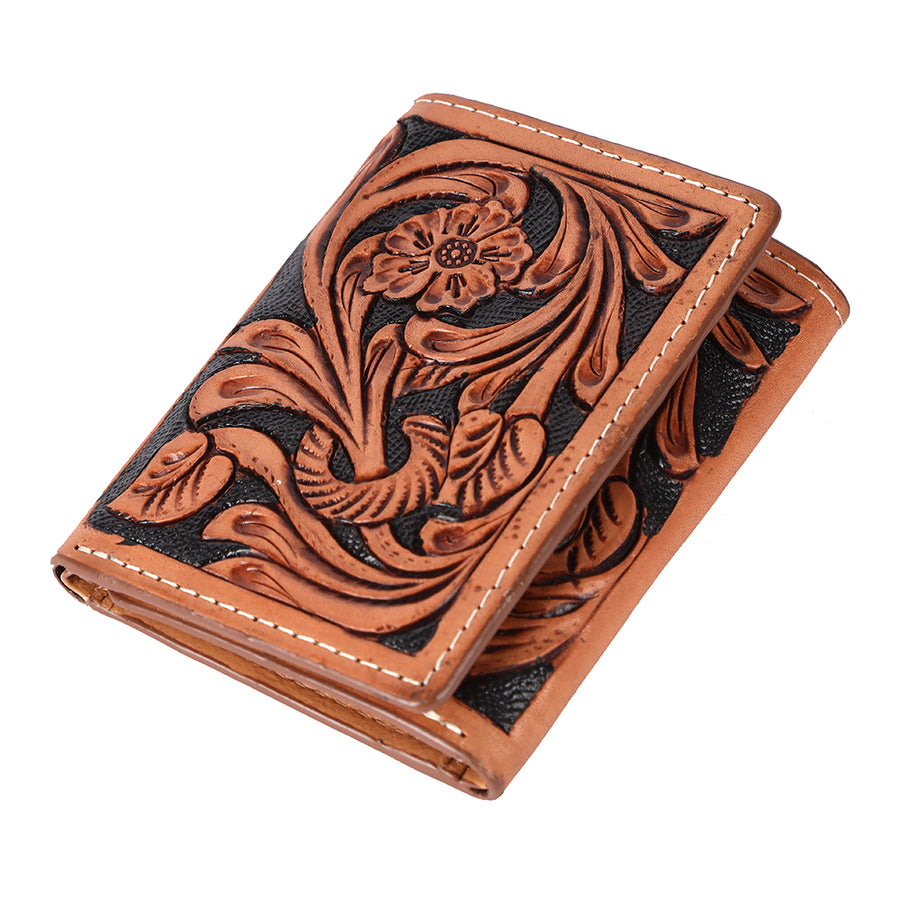 BAR H EQUINE Genuine Leather Hand Carved Trifold Wallet For Men and Women - Uhorse
