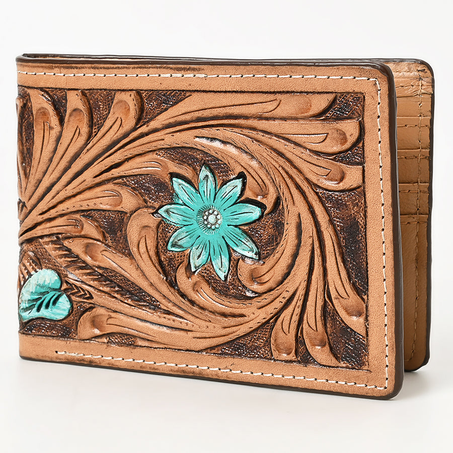 BAR H EQUINE Genuine Leather Hand Carved Bifold Wallet For Men and Women - Uhorse