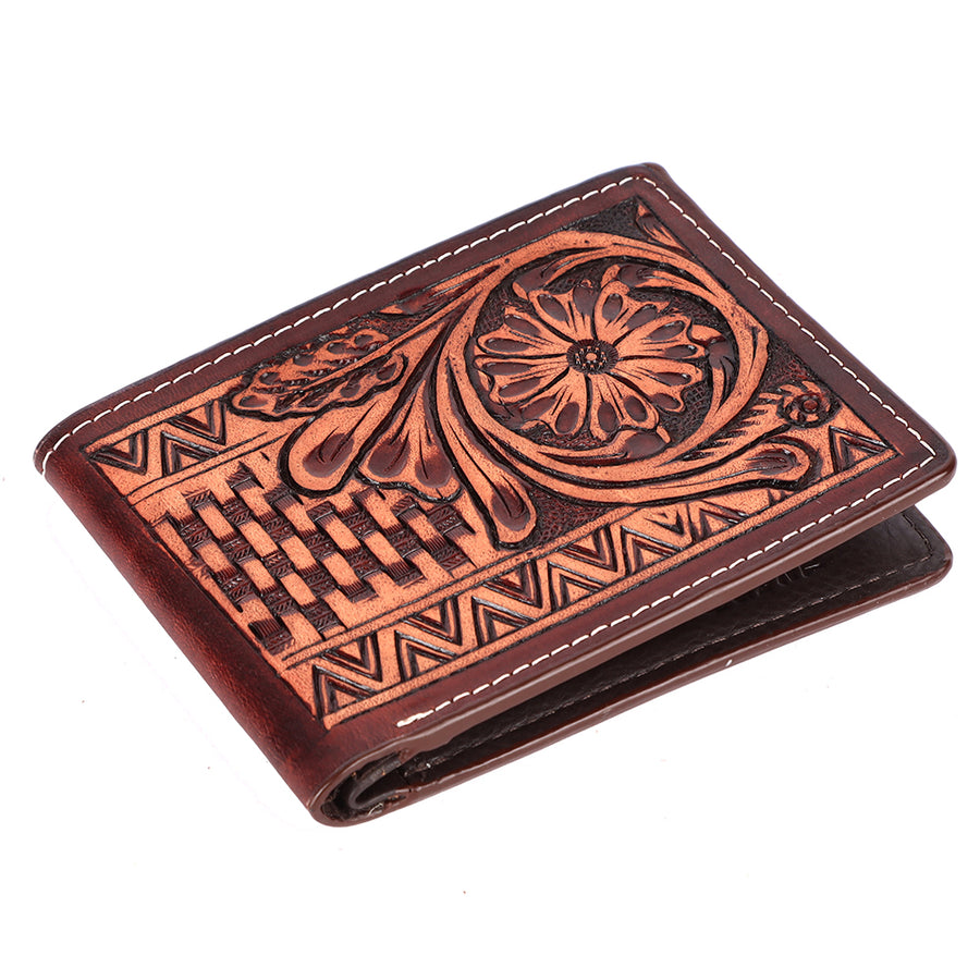 Bar H Equine Women Floral Hand Tooled Leather Western Handbag Wallet Purse - Uhorse