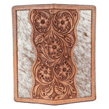 BAR H EQUINE Rodeo Floral Bifold & Trifold Wallet For Men Women HairOn Genuine Leather Tan