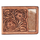 BAR H EQUINE Rodeo Floral Bifold & Trifold Wallet For Men Women HairOn Genuine Leather Tan