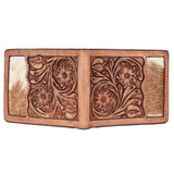 BAR H EQUINE Rodeo Floral Bifold & Trifold Wallet For Men Women HairOn Genuine Leather Tan