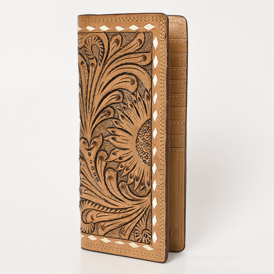 BAR H EQUINE Rodeo Floral Bifold Wallet For Men Women Genuine Leather Tan - Uhorse