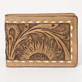 BAR H EQUINE Rodeo Floral Bifold & Trifold Wallet For Men Women Genuine Leather Tan