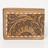 BAR H EQUINE Rodeo Floral Bifold & Trifold Wallet For Men Women Genuine Leather Tan
