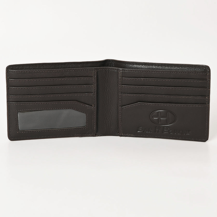 BAR H EQUINE Rodeo Floral Bifold & Trifold Wallet For Men Women HairOn Genuine Leather Tan