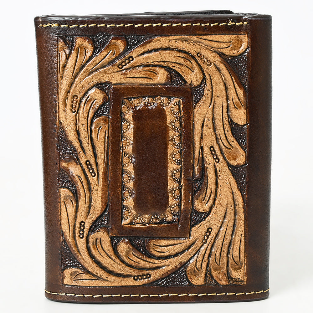 BAR H EQUINE Rodeo Floral Bifold & Trifold Wallet For Men Women HairOn Genuine Leather Brown