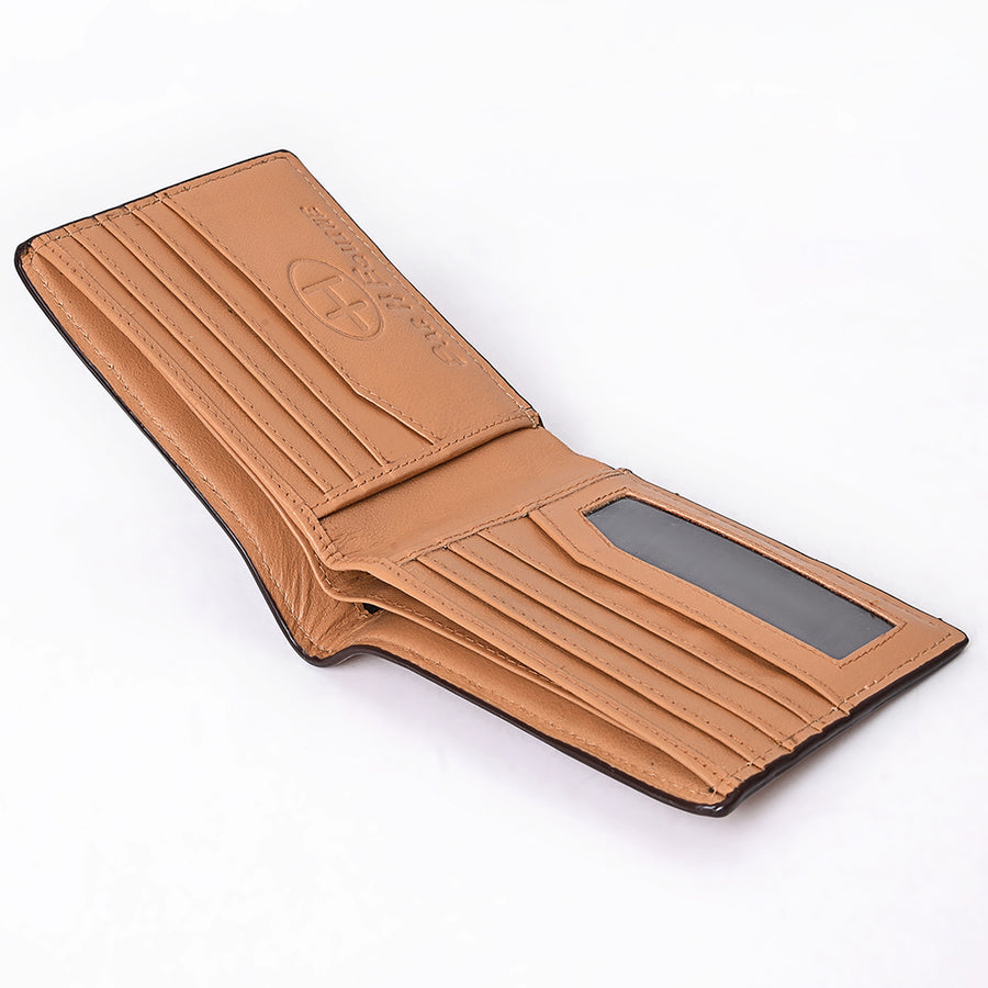 Bar H Equine Floral Hand Carved Leather Rodeo Bifold Wallet For Men Women Tan