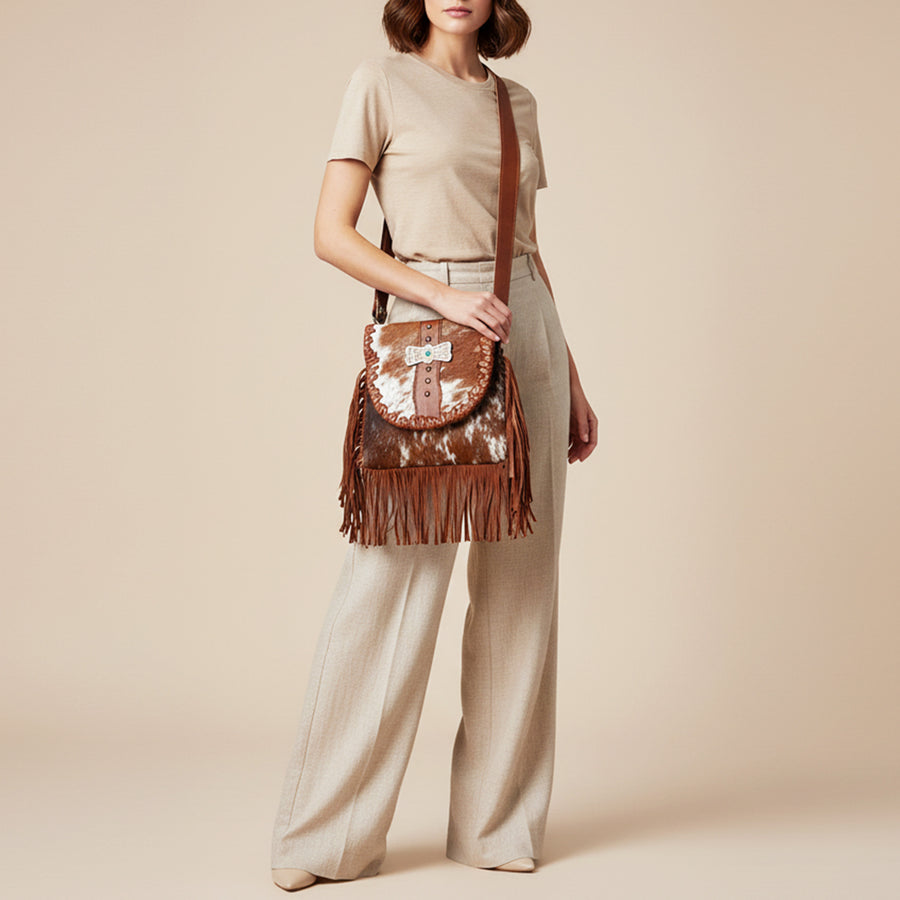 American Darling Messenger Hair On Genuine Leather Western Women Bag Handbag Purse | for Cute
