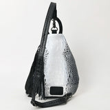 American Darling Sling Hand Tooled Crocodile Embossed Genuine Leather Women Bag Western Handbag Purse