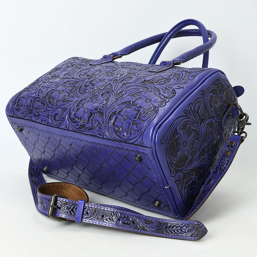 American Darling Western Travel Duffel Bag Handcrafted from Hand-Tooled Genuine Leather | Floral Carved & Vegetable Tanned Leather