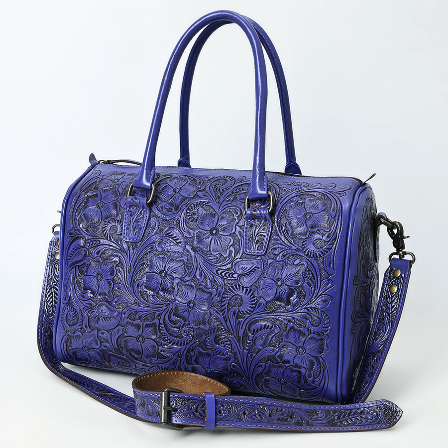 American Darling Hand-Tooled Leather Duffel Bag | Floral Carved Travel Carryall - Uhorse
