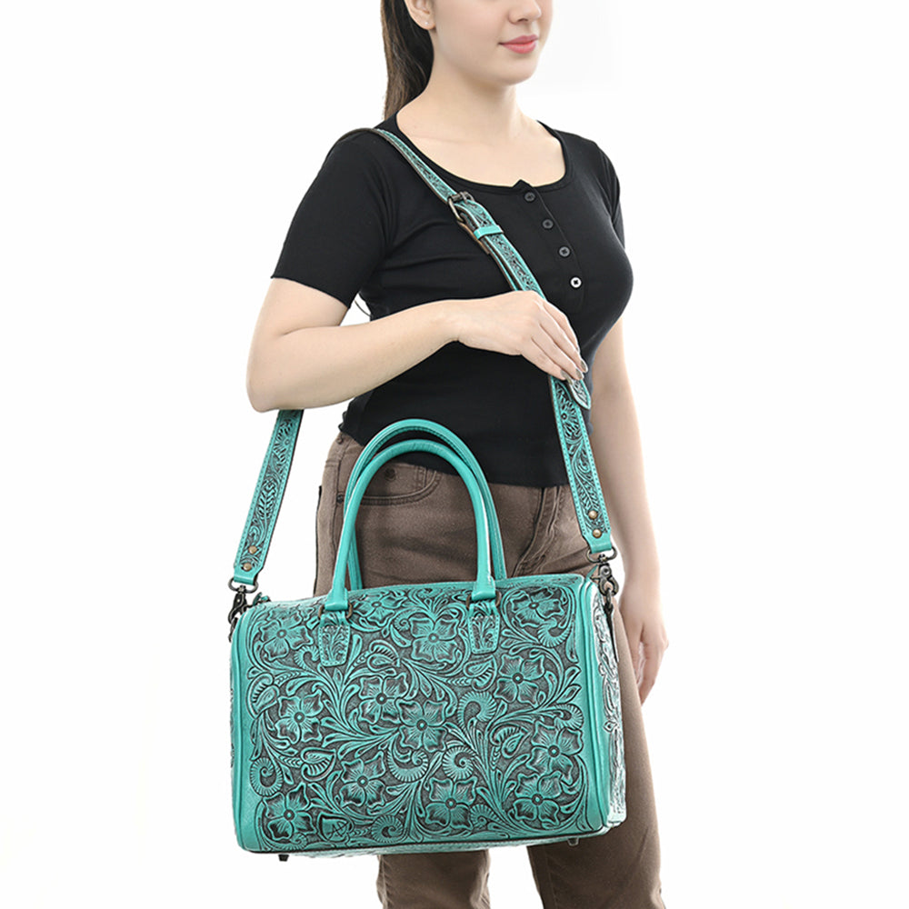 American Darling Duffel Hand Tooled Genuine Leather Women Bag Western Handbag Purse