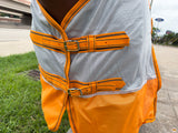66 In - 84 In Hilason Horse Fly Sheet Uv Protect Mesh Bug Mosquito Summer White/Orange