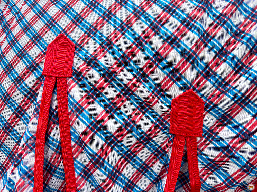 66 In - 84 In Hilason Horse Fly Sheet Uv Protect Mesh Bug Mosquito Summer Blue / Red Plaid