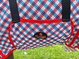 66 In - 84 In Hilason Horse Fly Sheet Uv Protect Mesh Bug Mosquito Summer Blue / Red Plaid