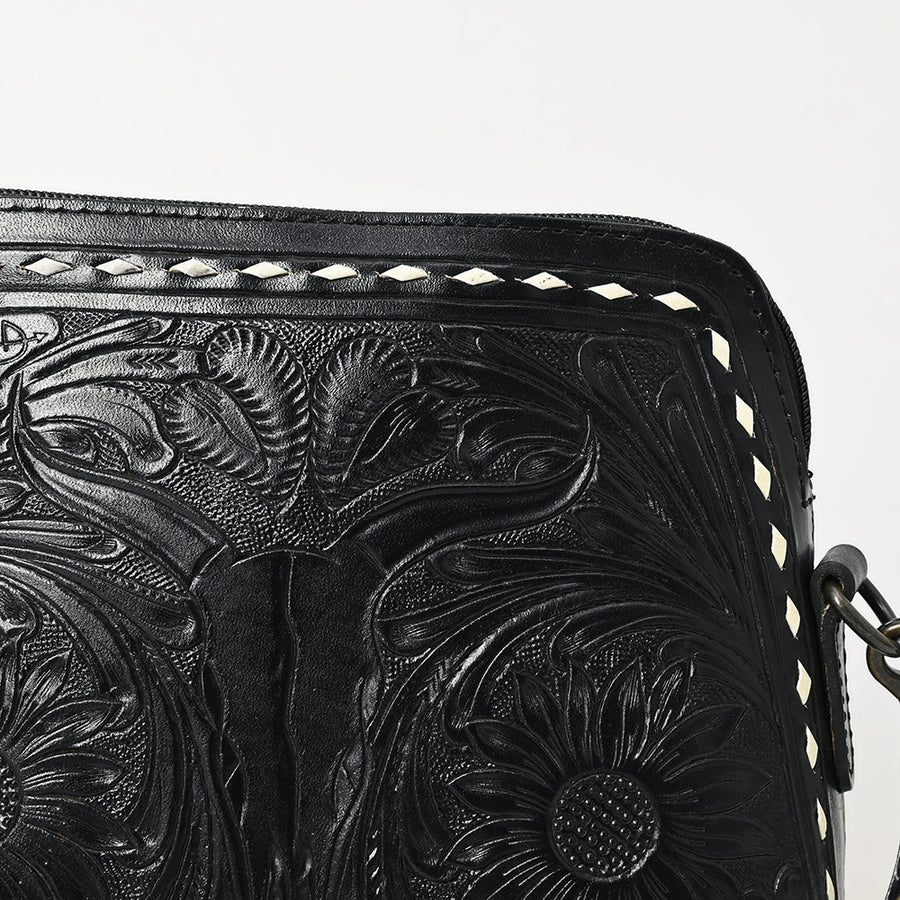 American Darling Wallet for Women, Hand Tooled Floral Leather, Vegetable-Tanned Full Grain Western Clutch with YKK Zipper