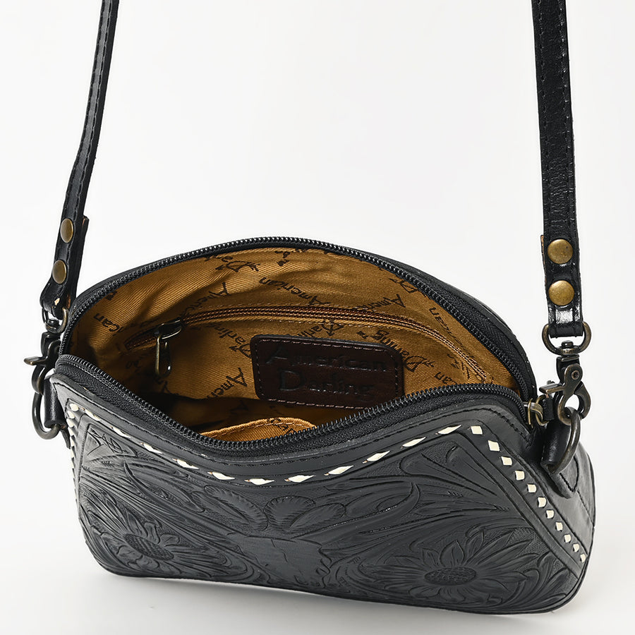American Darling Wallet for Women, Hand Tooled Floral Leather, Vegetable-Tanned Full Grain Western Clutch with YKK Zipper