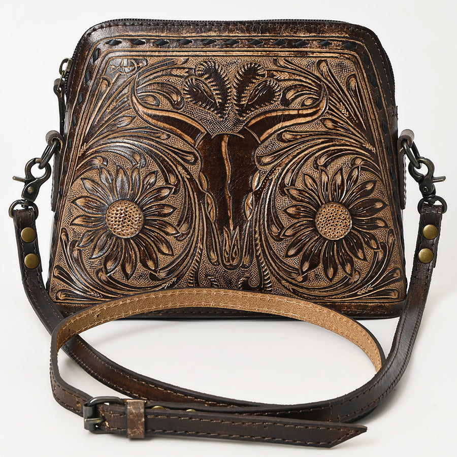 American Darling Wallet for Women, Hand Tooled Floral Leather, Vegetable-Tanned Full Grain Western Clutch with YKK Zipper