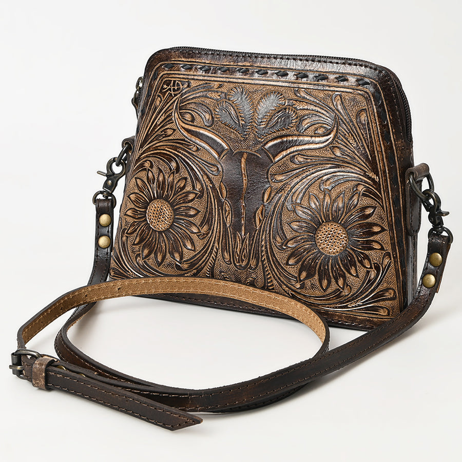 American Darling Hand Tooled Western Leather Wallet - Floral Carved Full Grain Leather - Uhorse