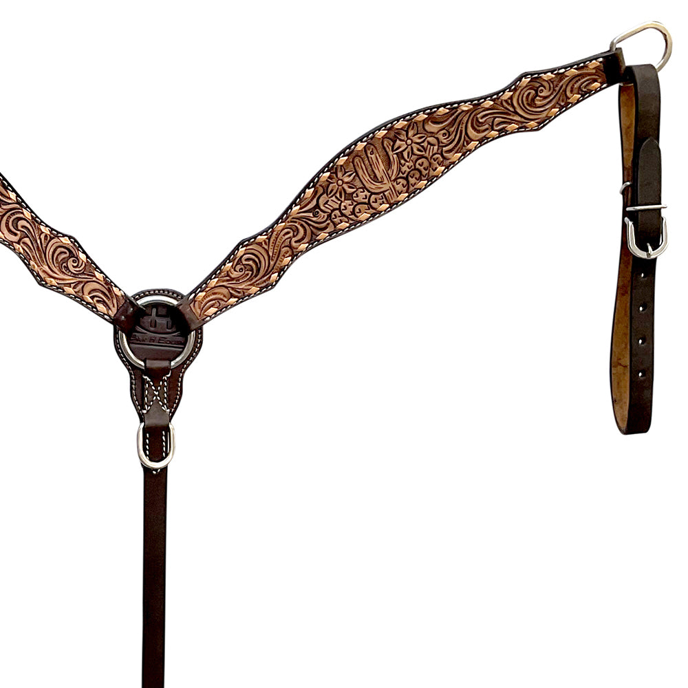 Bar H Equine Western Leather Horse Tack Set Floral Carved Brown