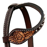 Bar H Equine Western Leather Horse Tack Set Floral Carved Beeded Inlay