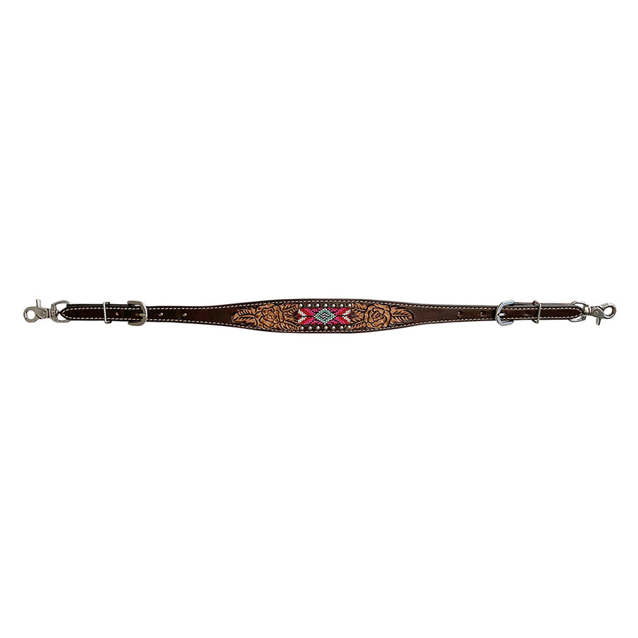 Bar H Equine Western Leather Horse Tack Set Floral Carved Beeded Inlay