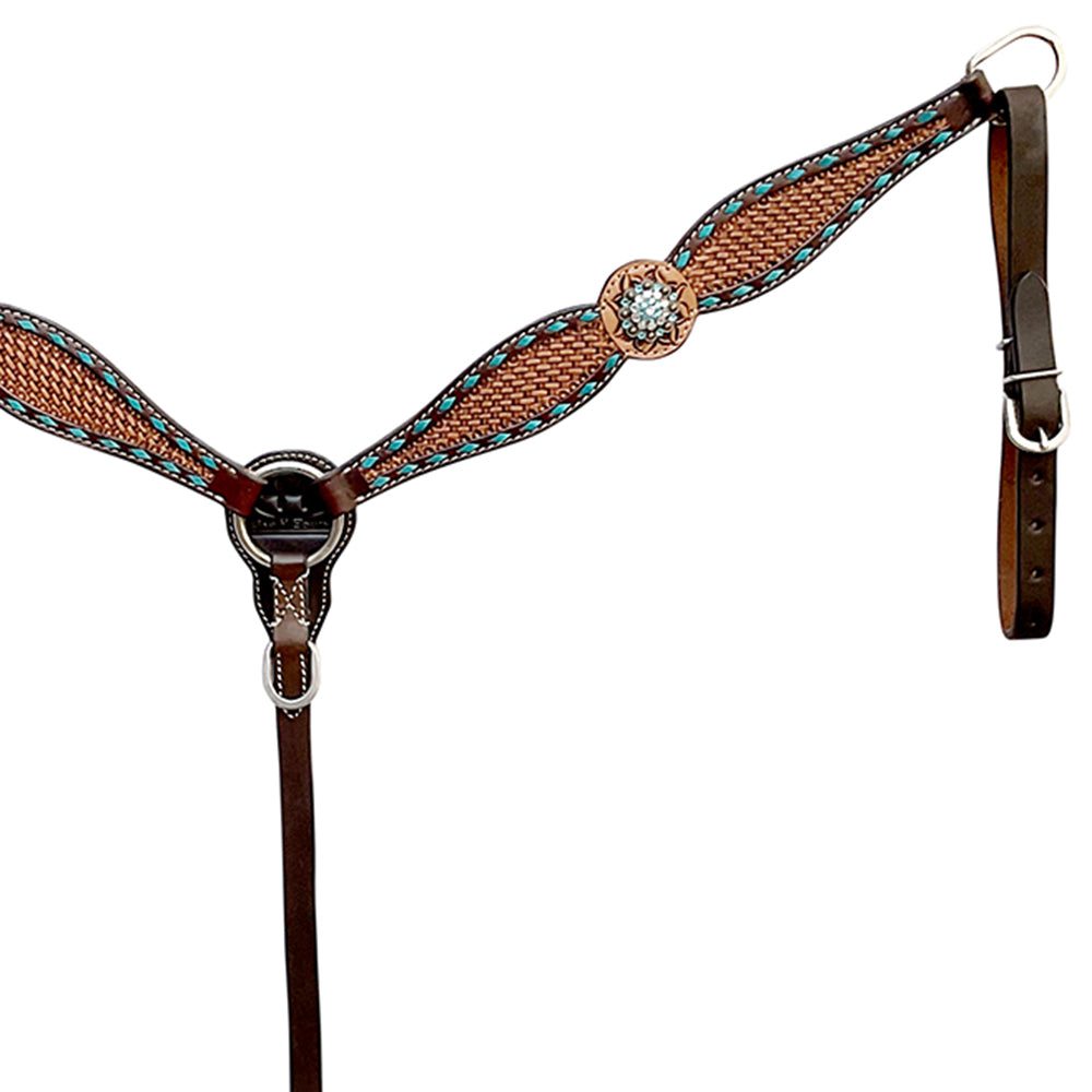 Bar H Equine Western Leather Horse Tack Set Basket Weave Carved Brown