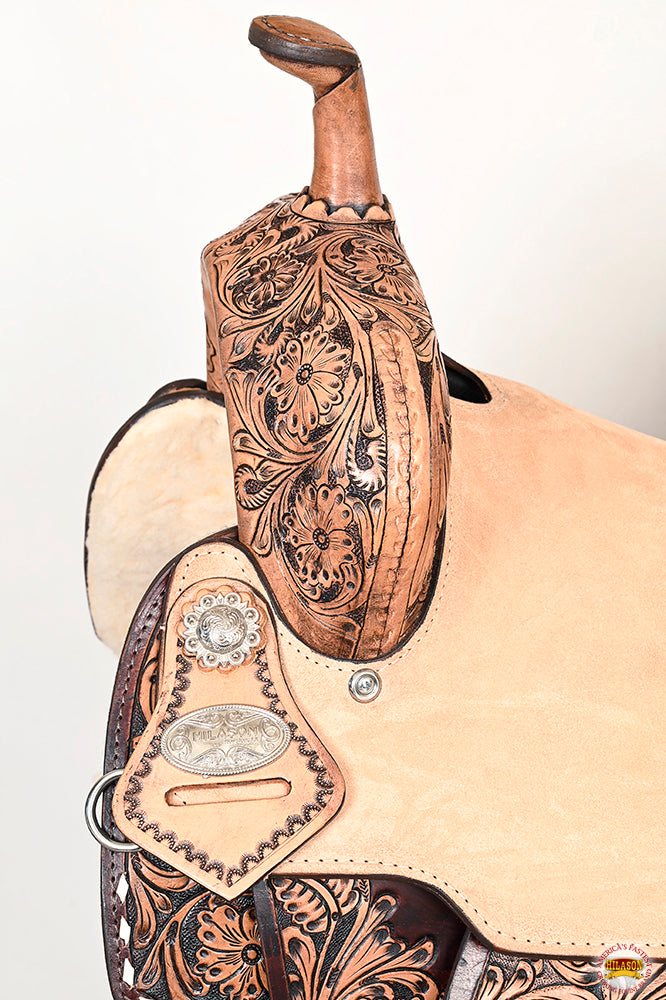 Flex Tree Western Horse Saddle In American Leather Barrel Trail Hilason