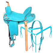 Hilason Western Horse Flex Tree Barrel Trail In Suede Leather Saddle & Biothane Tack Set