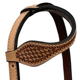 Bar H Equine Horse Genuine Leather Basket Weave Tooled Tack Set Brown