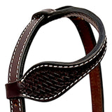 Bar H Equine Western Leather Horse Tack Set Basket Weave Tooled Dark Brown