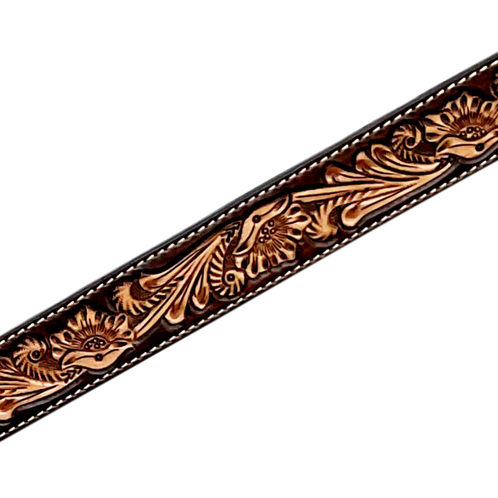 Bar H Equine Western Leather Headstall & Breast Collar Floral Dark Brown