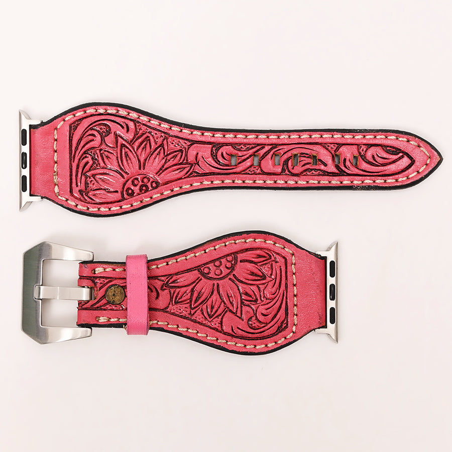 American Darling Beautifully Hand Tooled Painted Genuine Leather I watch Strap Men and Women Unisex