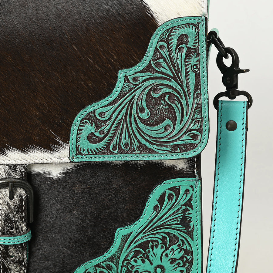 American Darling Briefcase Hand Tooled Hair on Genuine Leather Western Women Bag Handbag Purse | Travel Bags College Casual