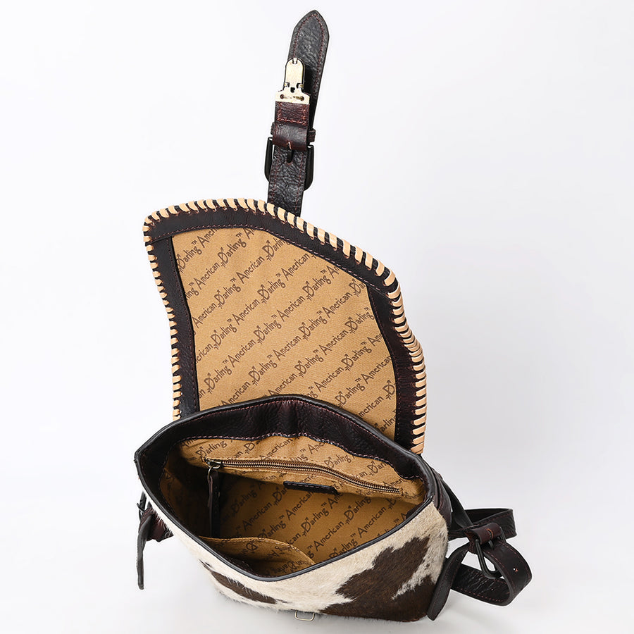 American Darling Backpack Hand Tooled Hair On Genuine Leather Women Bag Western Handbag Purse