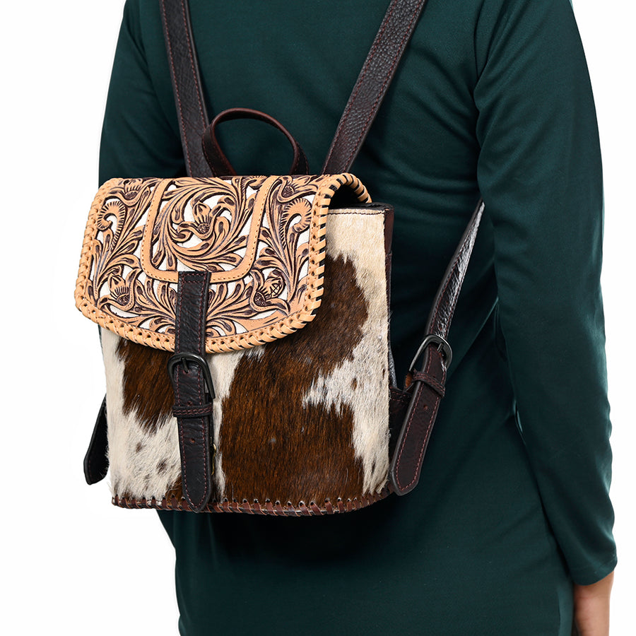 American Darling Backpack Hand Tooled Hair On Genuine Leather Women Bag Western Handbag Purse