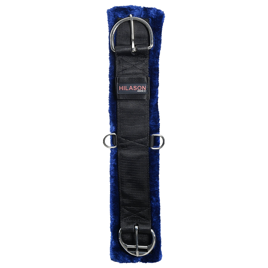 Hilason Western Horse Nylon Padded Fleece Straight Girth Stainless Steel Buckle Blue - Uhorse