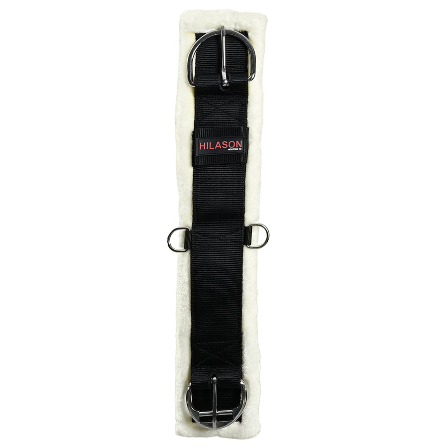 Hilason Western Horse Nylon Padded Fleece Straight Girth Stainless Steel Buckle White - Uhorse