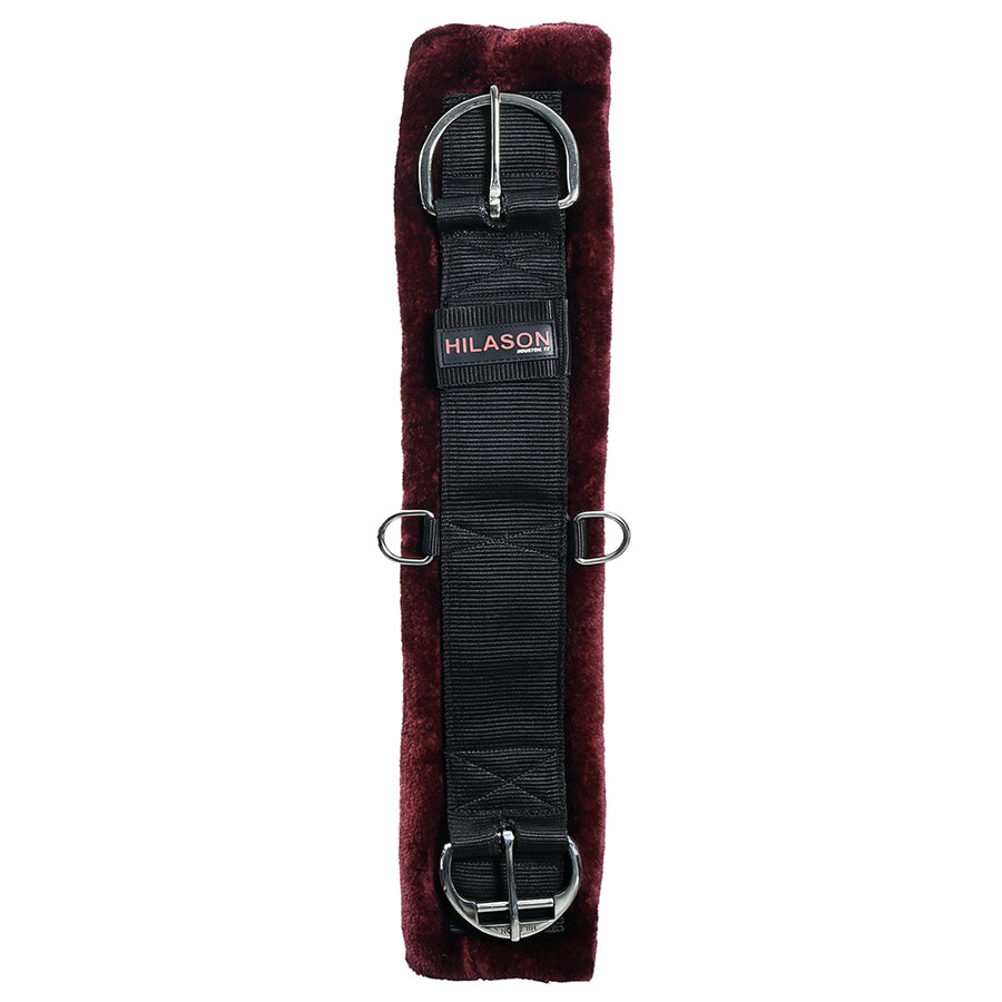 Hilason Western Horse Nylon Padded Fleece Straight Girth Stainless Steel Buckle Wine - Uhorse