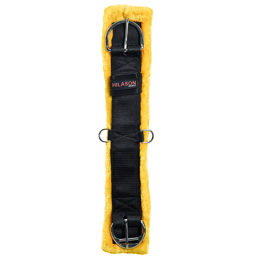Hilason Western Horse Nylon Padded Fleece Straight Girth Stainless Steel Buckle Yellow - Uhorse