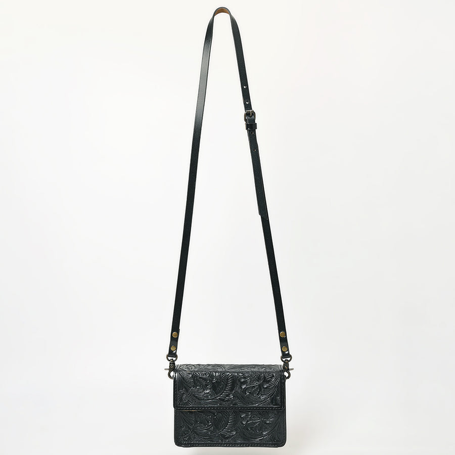 American Darling Hand-Tooled Leather Small Cross Body Bag – Floral Carved Vegetable-Tanned Genuine Leather Western Purse