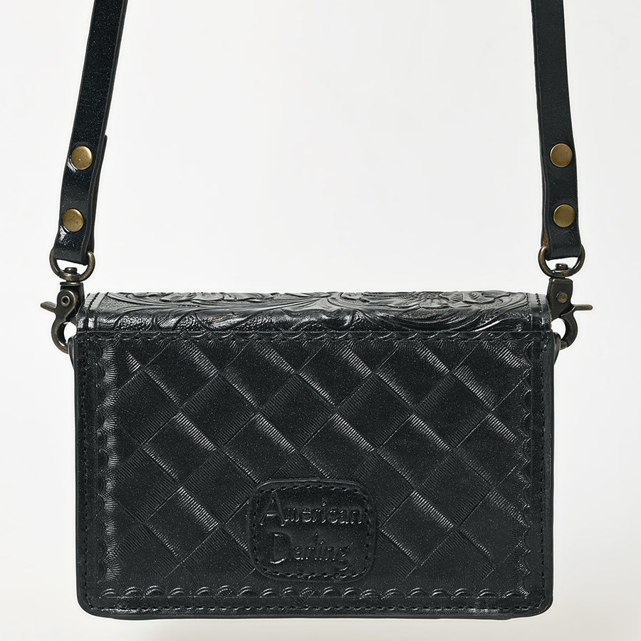American Darling Hand-Tooled Leather Small Cross Body Bag – Floral Carved Vegetable-Tanned Genuine Leather Western Purse