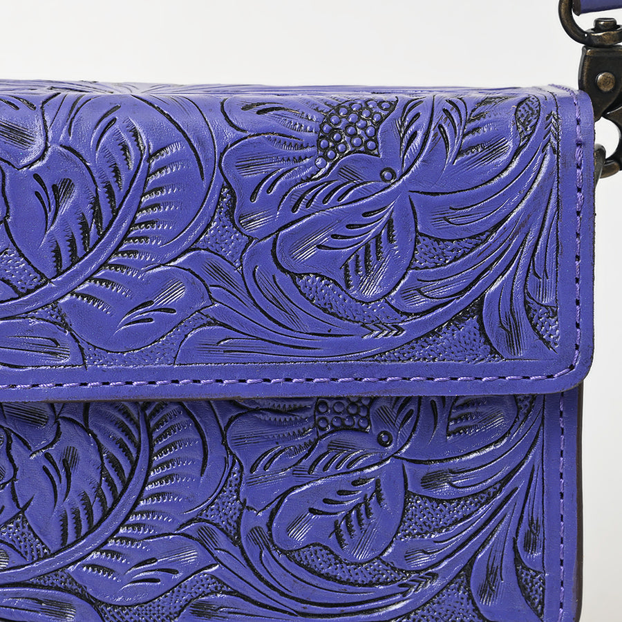 American Darling Hand-Tooled Leather Small Cross Body Bag – Floral Carved Vegetable-Tanned Genuine Leather Western Purse