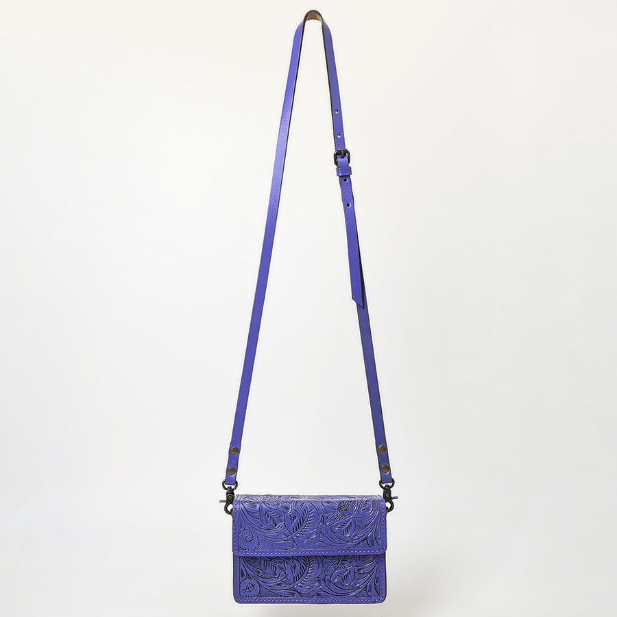 American Darling Hand-Tooled Leather Small Cross Body Bag – Floral Carved Vegetable-Tanned Genuine Leather Western Purse