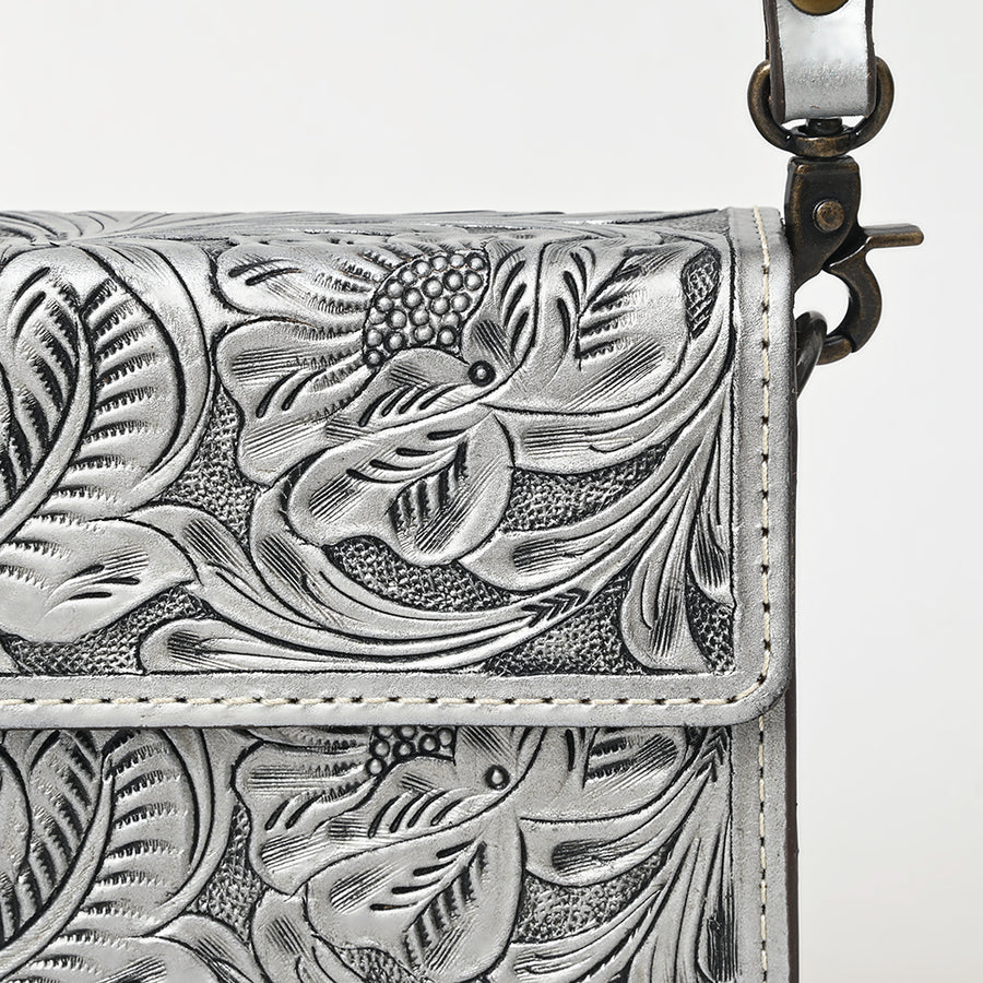 American Darling Hand-Tooled Leather Small Cross Body Bag – Floral Carved Vegetable-Tanned Genuine Leather Western Purse