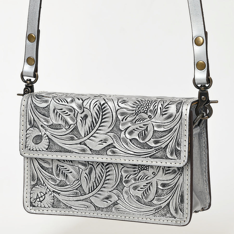 American Darling Hand-Tooled Leather Small Cross Body Bag - Floral Carved Western Purse - Uhorse