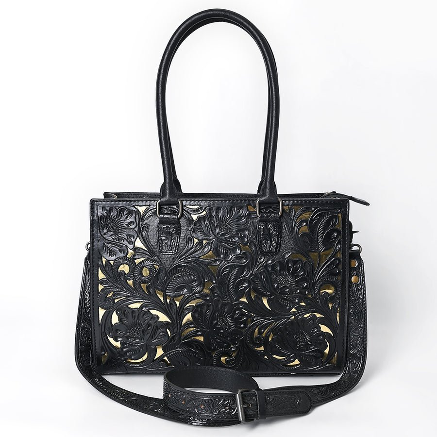 American Darling Hand-Tooled Genuine Leather Western Tote Bag for Women | Floral Carved Full-Grain Leather Tote | Everyday Carry Tote