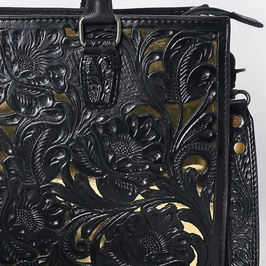 American Darling Hand-Tooled Genuine Leather Western Tote Bag for Women | Floral Carved Full-Grain Leather Tote | Everyday Carry Tote