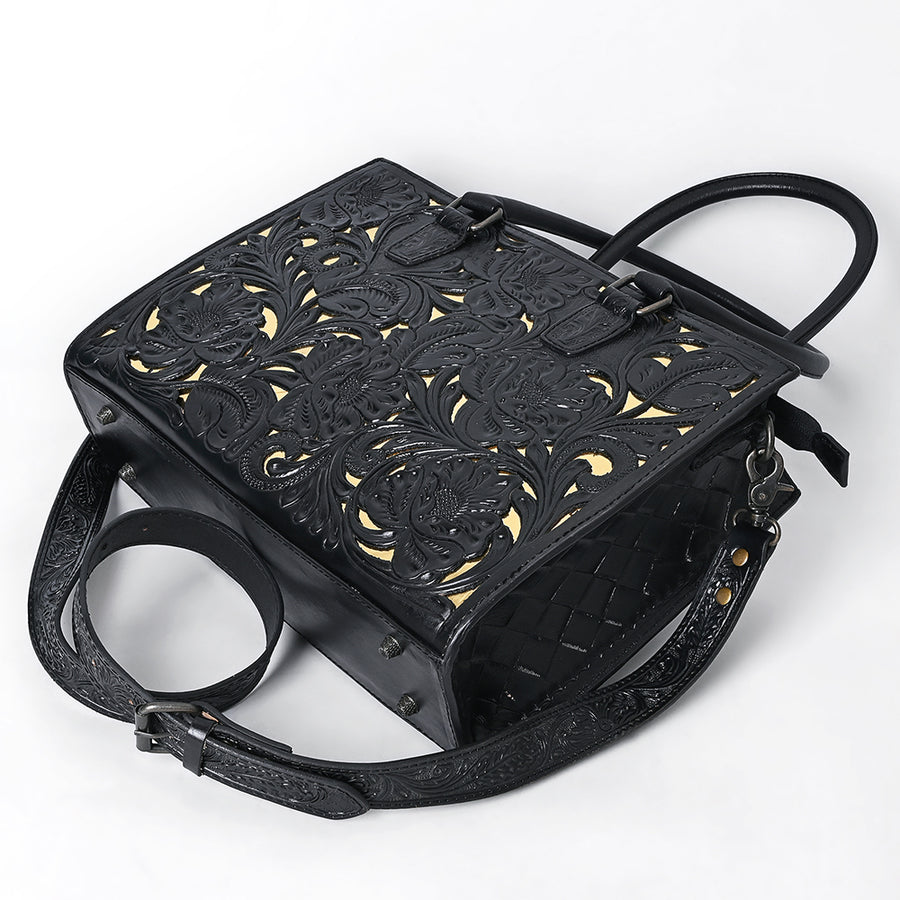 American Darling Hand-Tooled Genuine Leather Western Tote Bag for Women | Floral Carved Full-Grain Leather Tote | Everyday Carry Tote